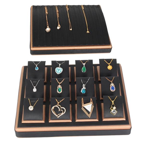 

jewelry pouches, bags ta mingren wholesale black and brown pu leather necklace pendant chain organizer trays, Pink;blue