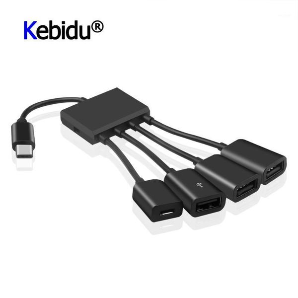 

hubs otg 3/4 ports type-c 3.1 hub portable power charging cable connector adapter type c to 3 usb 2.0 port micro usb1