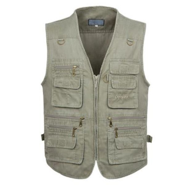 

plus size men cotton vest vests male with many pockets multi pocket vest pgraph waistcoat spring tactical vest men xl- 7xl 201120, Black;white