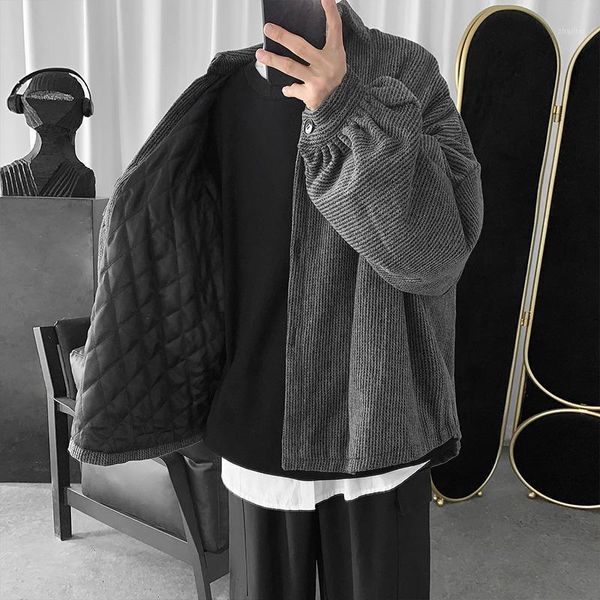 

men's loose short parkas coat thick warm solid casual cotton-padded outwear b1141, Black