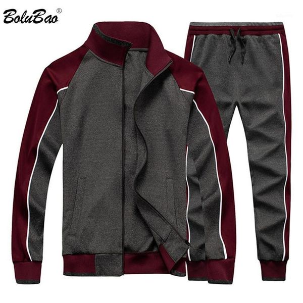 

bolubao brand men set new autumn men's fashion tracksuit harajuku style patchwork trend street sports male sets1, Gray