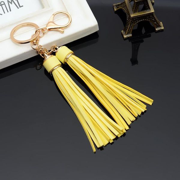 

double pu leather tassel key chain chiffon key ring for lady bag ornaments creative fashion charm keychain key holder eh891 h wmtpus, Silver