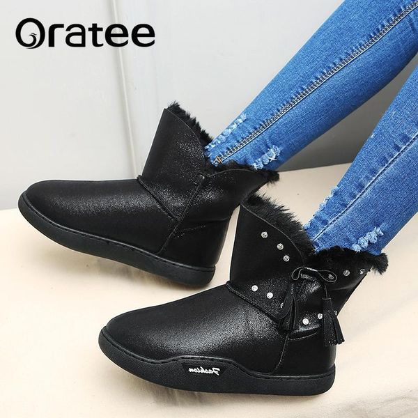 

new winter warm snow boots woman flat shoes heels ankle boots sweet platform casual shoes woman black white silver girl's