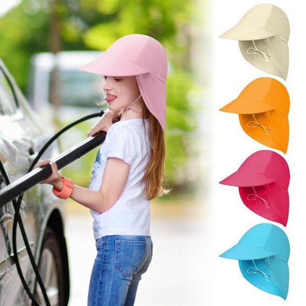 

cycling caps & masks kids sun hat wide brim children cap for travel camping hiking sunproof fishing 2021 brand 1, Black