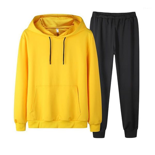 

men tracksuit new autumn 2pcs sets sweatshirt+pant solid hoodie set male sportswear suits slim fit clothing asia size 4xl1, Gray