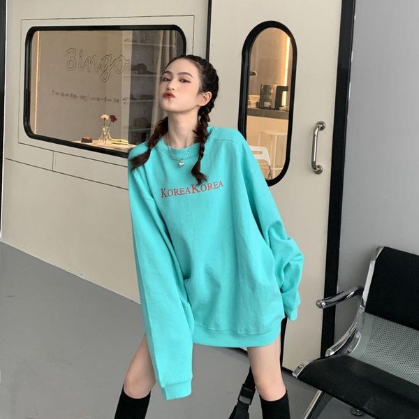 

autumn oversized crewneck pullover sweatshirt streetwear long sleeve vintage black hoodie bluzy damskie ropa mujer kpop