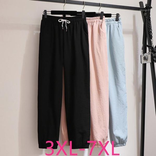 

2020 fashion spring autumn plus size sports pants for women large loose casual elastic waist long trousers blue 4xl 5xl 6xl 7xl1, Black;white