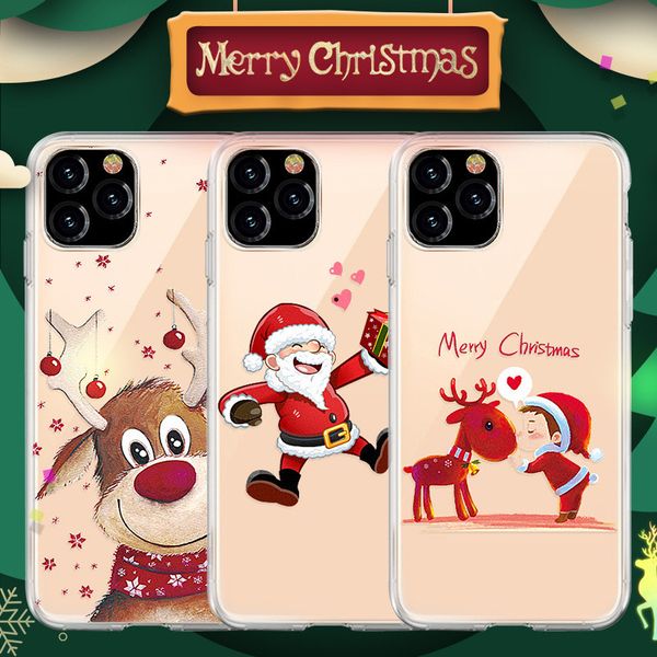 Novo design de telefone de Natal caso para iphone 12 pro 11 xs 8 7 mais max tpu tpu limpar tampa traseira feliz presente presente