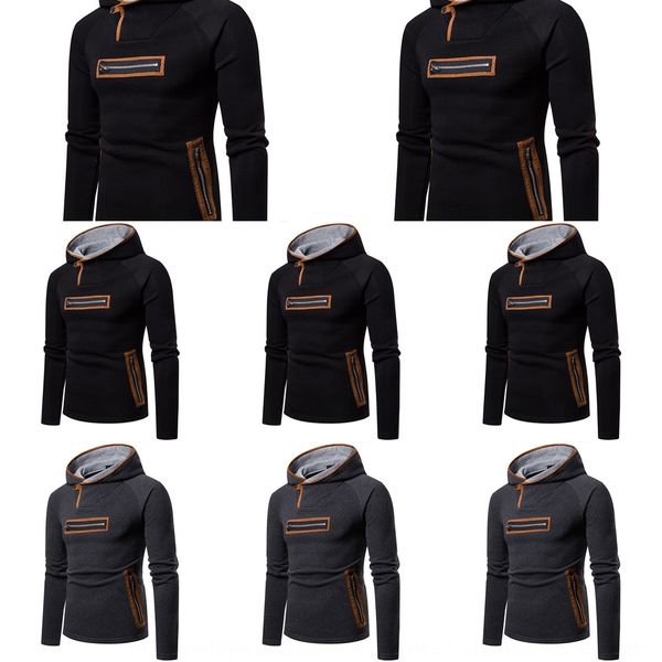 

2020 новый мужской большой замша соответствия цвета украшения 2020 новый мужской большой замша цвет, соответствующий hoodie jacket толстовка, Black