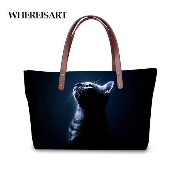 

whereisart мода женщины большие мешки посыльного cute pet cat pattern креста тела сумка для дам магазины top-ручки сумки feminina