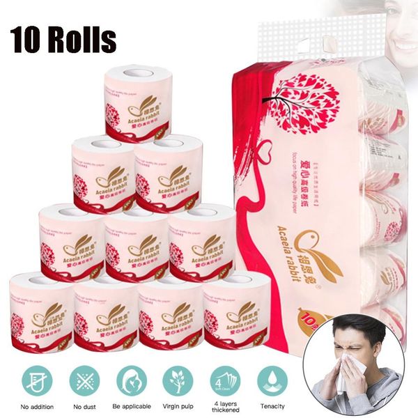 

10 rolls toilet paper bath tissue bathroom white soft 4 ply pulp table kitchen paper paper towel multi fold napkins wmteal