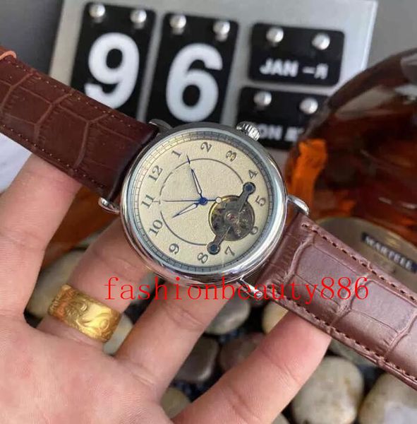 

men's belt leisure large flywheel automatic baida watch, Slivery;brown