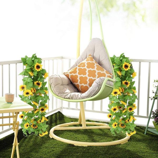 

decorative flowers & wreaths 4pcs fake silk sunflower ivy vine artificial with green leaves hanging garland garden fences home wedding decor