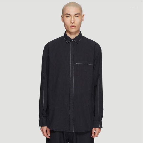 

s-6xl 2020 new men's clothing hair stylist designer show street simple long sleeve pressing line shirt coat plus size costumes1, White;black