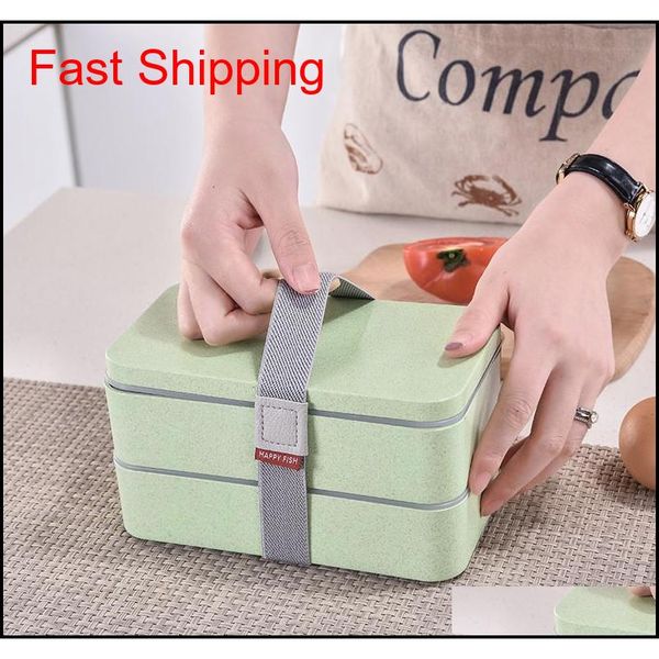 

double layer lunch box portable wheat straw material lunch box eco-friendly food container storage s qyljfr yh_pack