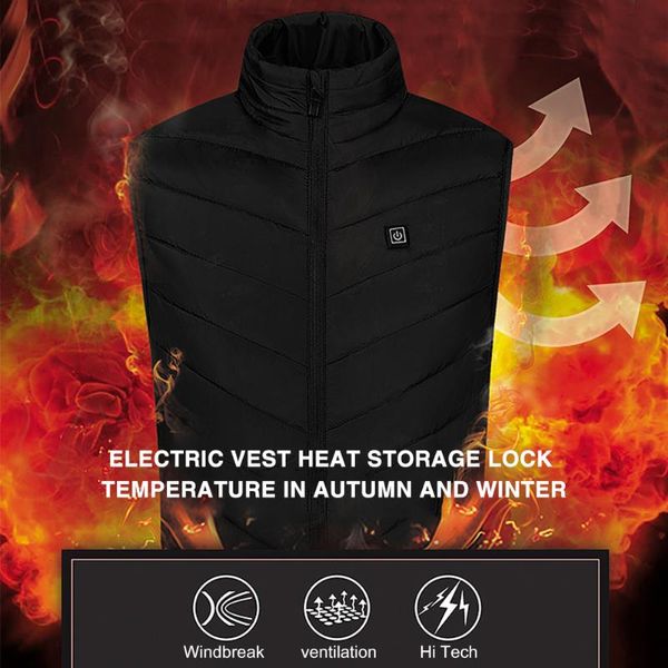 

outdoor t-shirts women men usb charging heated vest winter warm cotton electric heating coat washable adjustable jacket warmer clothes, Gray;blue