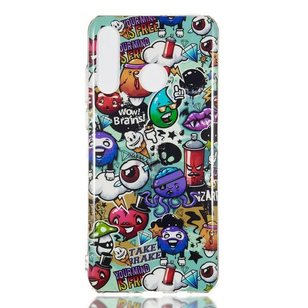 

rubbish pattern noctilucent tpu soft case for huawei p30 lite