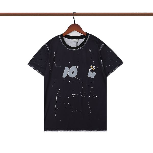 

21ss designer tide t shirts chest letter laminated print short sleeve high street loose oversize casual t-shirt 100% pure cotton for men an, White;black