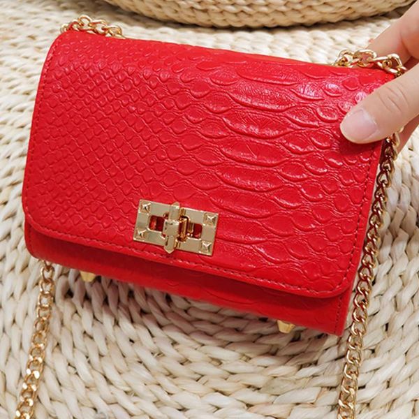 

women's crocodile pattern small square bag pu leather shoulder bag with chain female messenger crossbody bags for women bolsos