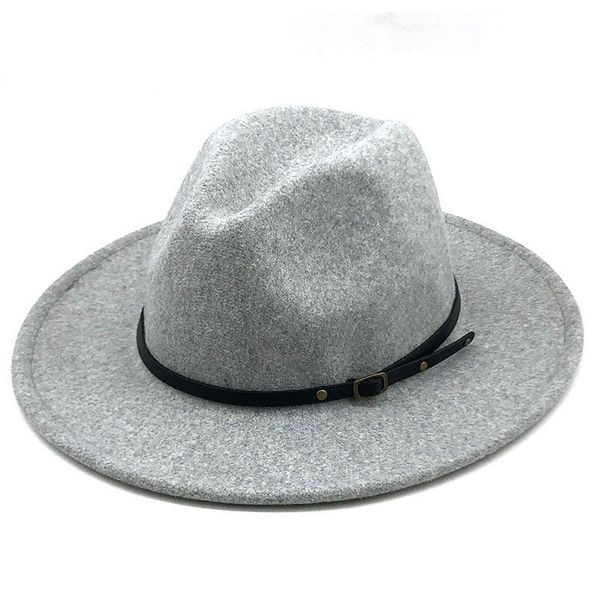

wide brim hats 2021 winter autumn imitation woolen women men ladies fedoras jazz hat european american round caps bowler, Blue;gray