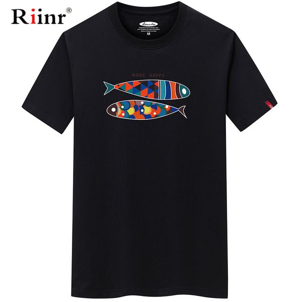 

riinr 2020 new summer fashion colorfish print large size clothes o neck short sleeve casual 6xl sport hooded sweatshirt hoodie men t shirt
