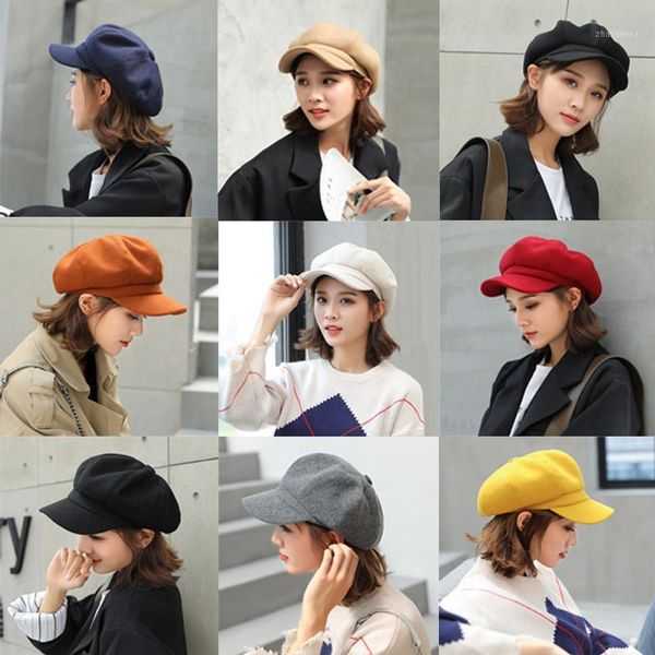 Q Winetr Sun Hat Hat Painter Warm Caps 1pcs Cap octogonal Autumn Acessórios de inverno Feminino Chapéus casuais Woolen1