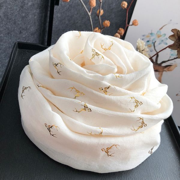 

white scarf for women in spring and autumn with skirt cotton hemp winter shawl dual purpose korean versatile long scarves summer, Blue;gray