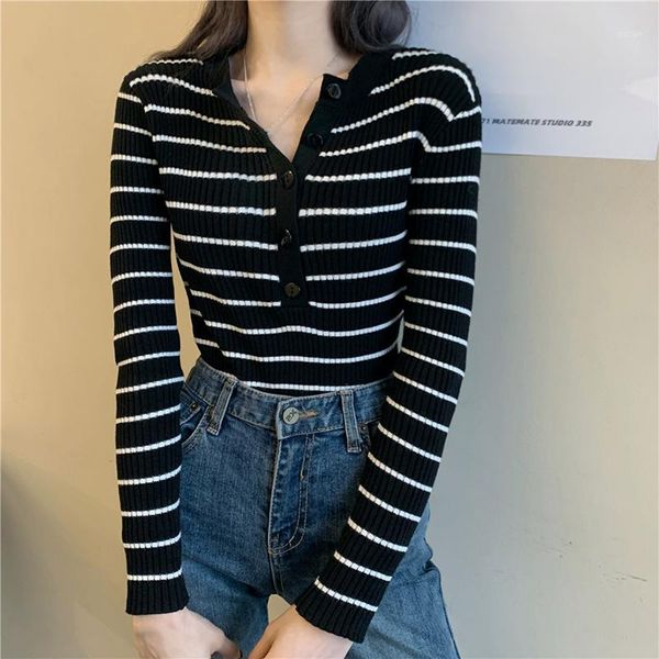 

women's sweaters women sweater female autumn winter inner semi-open-collar black white striped long sleeve shirt spring slim base shirt, White;black