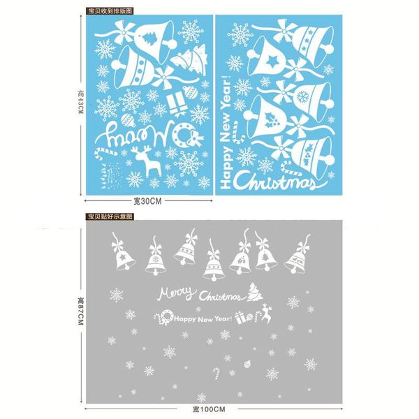 

рождественские украшения снежинки для дома санта-клаус олень рождественская елка стена наклейки наклейки подарок украшения новогодний декор