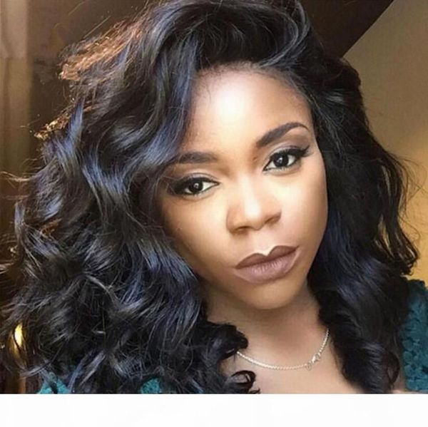 

factory direct sale black natural wave heat resistant malaysian hair synthetic lace front wig short wigs for black women