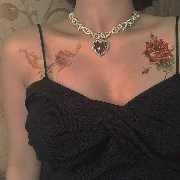 

aomu dollskill pearl любовь ожерелье толстой цепи металла личность банди ключица цепь choker hip hop шеи для женщин, Golden;silver