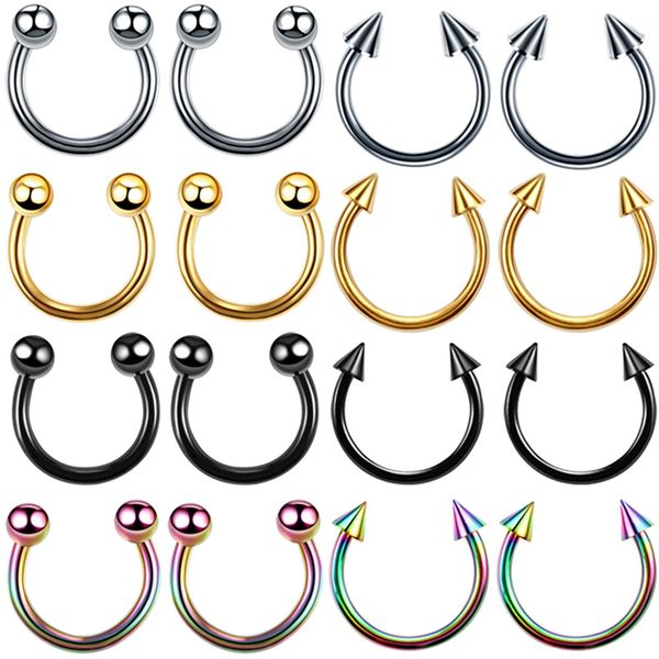 1Pc 4*10mm Narice Piercing A Ferro di Cavallo In Acciaio Inox Naso Borchie Anello Del Cerchio Lip Stud Cartilagine Orecchini Monili per il corpo e Piercing