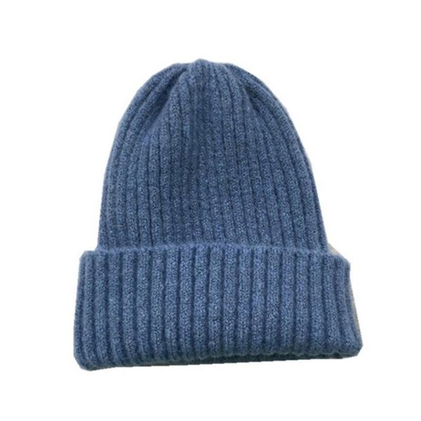 

new solid knitted beanie hat women simple warm soft winter hats korean style ladies casual ear protection all match caps, Blue;gray