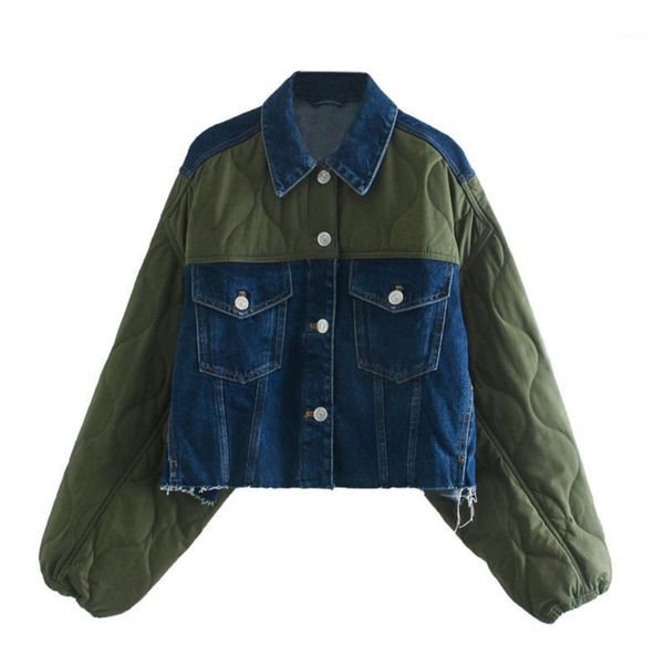 

deat] 2020 winter new fashion tide cotton clothes splicing single-breasted thickening keep warm long sleeve women coat 13a3021, Black