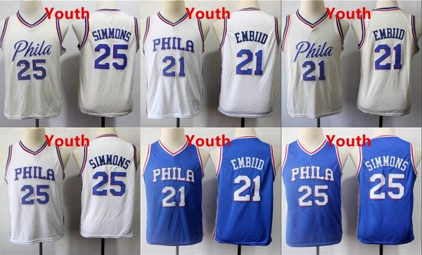 

philadelphia76erskids joel embiid ben simmonsnba youth basketball jersey, Black