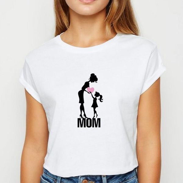 

women oversize i love you mom tshirt hipster spring summer avant-garde t shirt harajuku cartoon printing round collar t-shirt, White