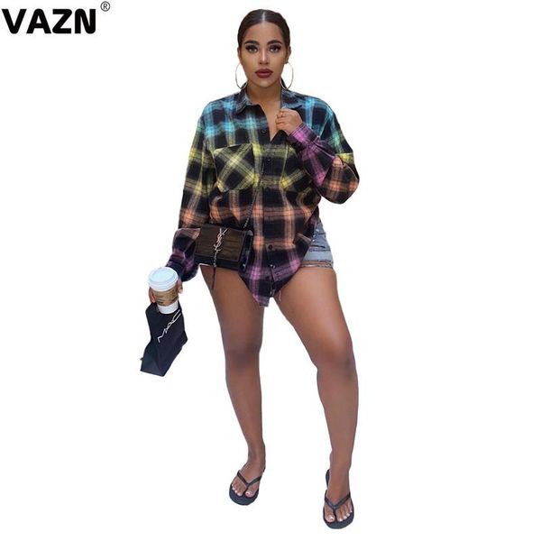 

vazn 2020 autumn list patchwork chiffon shirts high street full sleeve regular young women long shirts, White