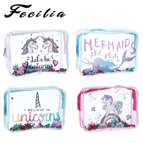

fecilia new arrival women cosmetic bag cartoon cute squarebag transparent waterproof washbag travel storage bag