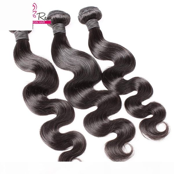 

3pcs lot 8-34 inch human hair weave dyeable natural color wavy indian hair body wave hair weaves greatremy hairextensions, Black