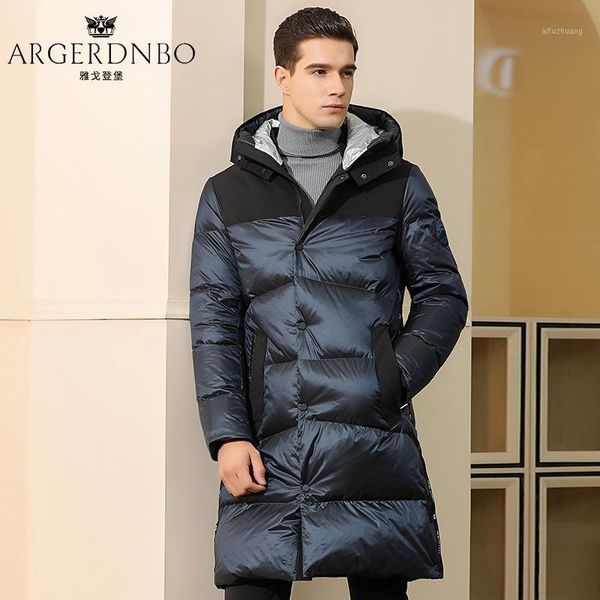 

long down jacket men's new winter style young and middle-aged men's casual hoods thickened over the knee fashion1, Black