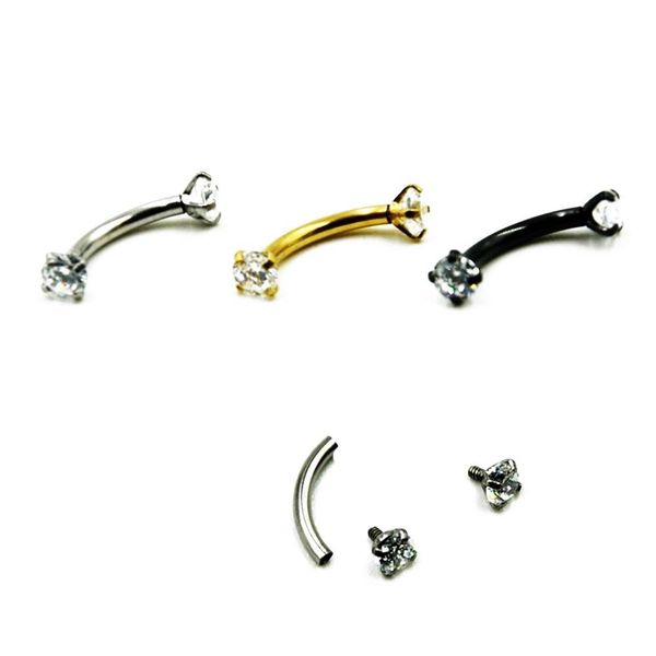 

1pcs 16g cz gem eyebrow ring with round clear zircon cz gem ear ear studs cartilage earrings piercing jewelry q sqcxge, Silver
