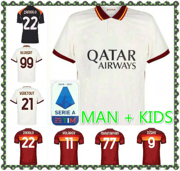 

20 21 as roma home soccer jerseys kolarov 2020 2021 totti maglia da calcio dzeko away football shirt cengiz under mens kit uniforms kluivert, Black;yellow