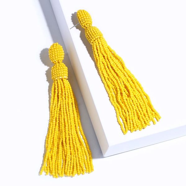 

dangle & chandelier fashion seed beads long tassel earrings women trendy bohemian handmade statement hanging earring wedding party jewelry g, Silver
