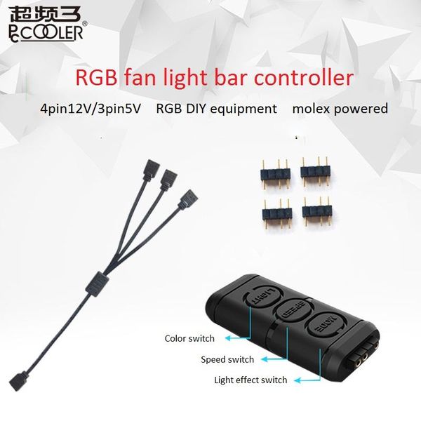 

fans & coolings pccooler 4pin 3pin rgb fan light bar controller contain 1 to 3 extended line for cpu cooling computer case adapter