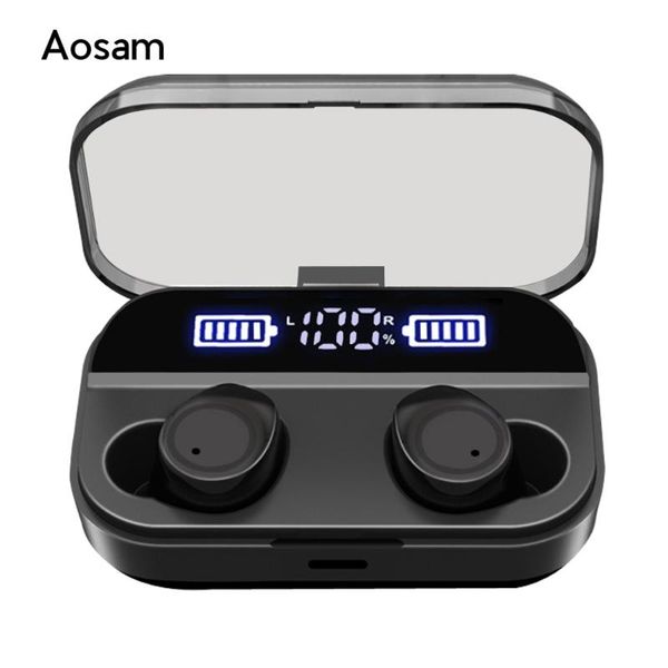 

tws bluetooth 5.0 earphones led digital display auto link wireless headsets stereo waterproof in-ear earplugs with microphone