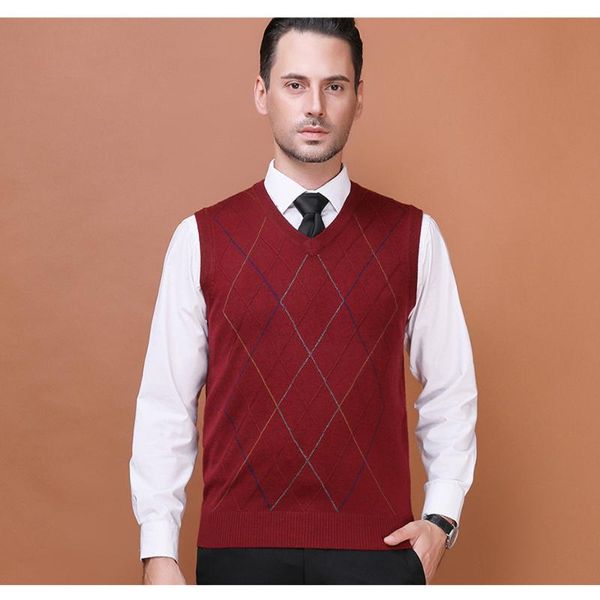 

men's vests 2021 autumn winter wool sweater pullover sleeveless basic knit vest casual fashion v neck striped plus size 3xl, Black;white