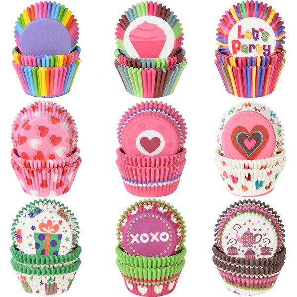 

100pcs paper cups cupcake liner baking muffin box cup case tray cake decorating tools birthday party decor
