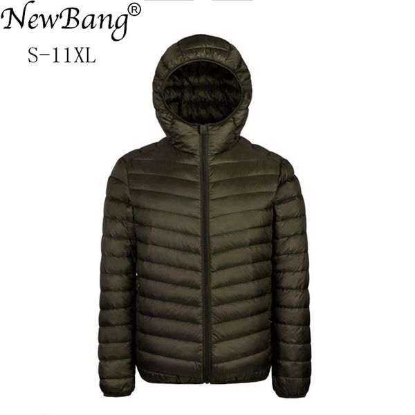 

newbang plus 9xl 10xl 11xl down coat male large size 90% ultra light down jacket men lightweigh warm coat hooded feather parka 201204, Black