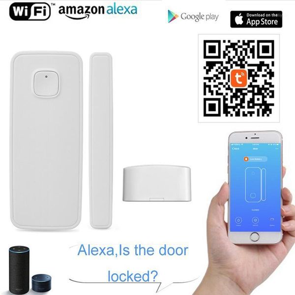 

smart home sensor tuya wireless wifi door alarm window detector security magnetic switch compatible alexa echo google home1