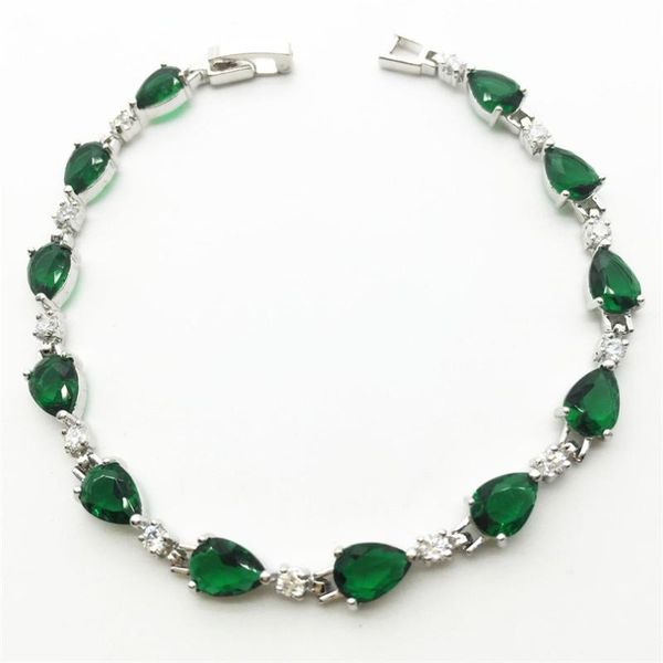 

green color zircon stone bracelets 10kt white gold filled women lady's fashion jewelry selling, Black